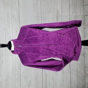 Athleta womens purple teddy bear fleece half zip sweater